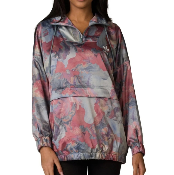 adidas Jackets & Blazers - Adidas Pastel Camo Satin Windbreaker Jacket